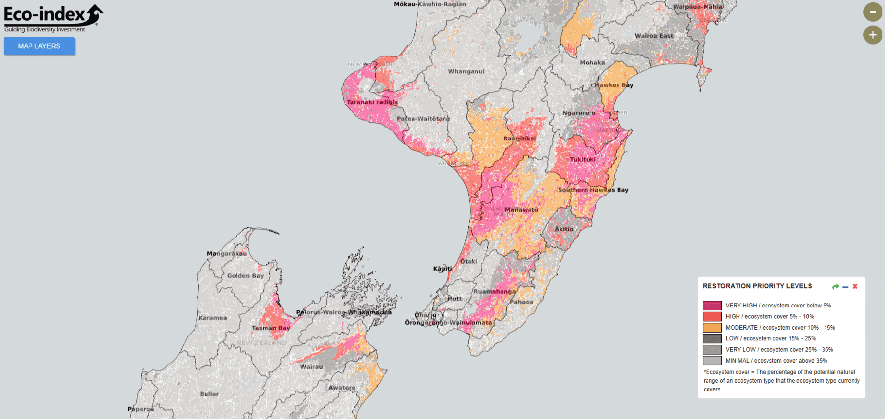 Eco Index Ecosystem Restoration Map Screenshot